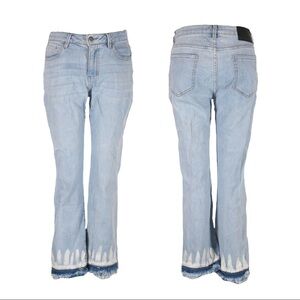 🌺 DKNY Light Wash Cropped Raw Hem Tie Dip Dye Mid Rise Jeans Size 26